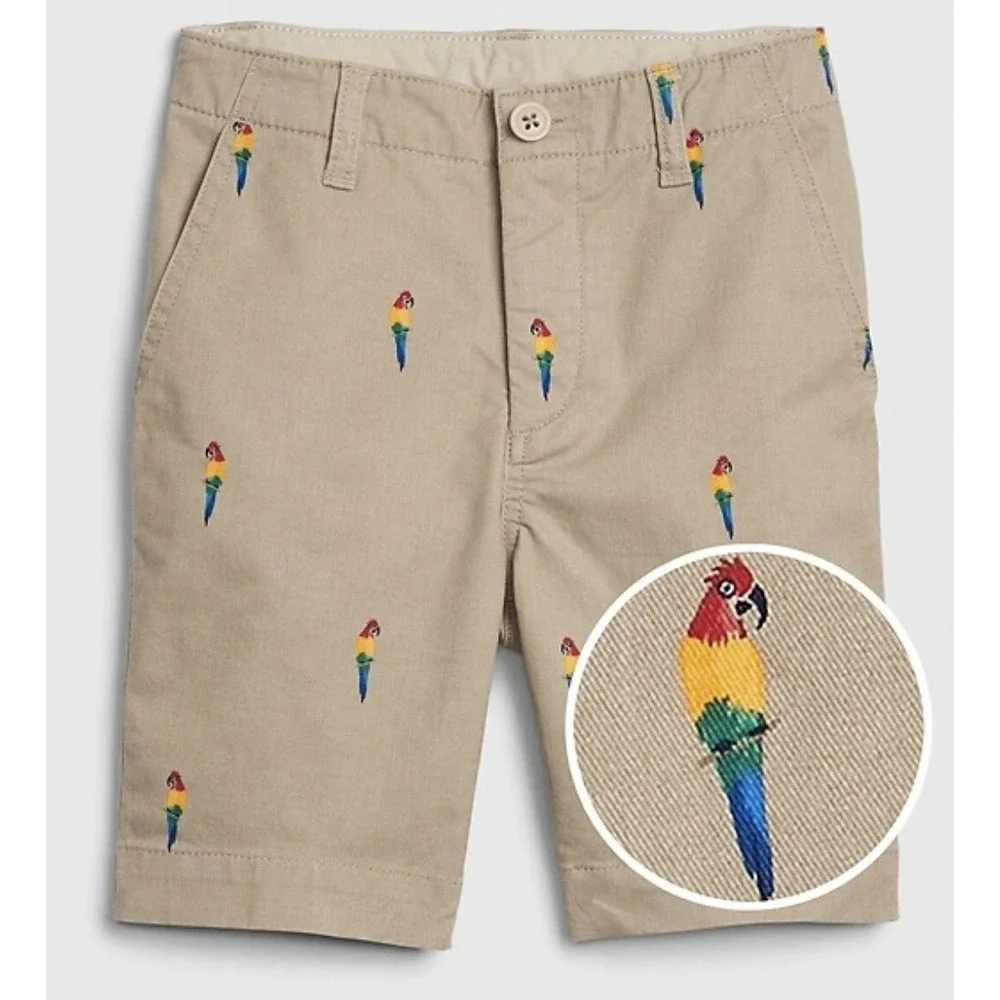 Gap‎ Boys Khaki Shorts with Stretch With Parrots Size 14